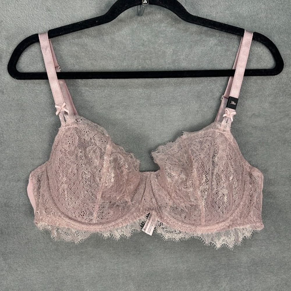 Victorias Secret Bra Womens 38D Pink Lace Push Up Without Padding Underwire